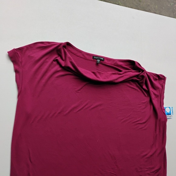 EILEEN FISHER Magenta Tunic Dress M Stretch Knit Made in USA |Minimalist Luxe - Picture 4 of 4
